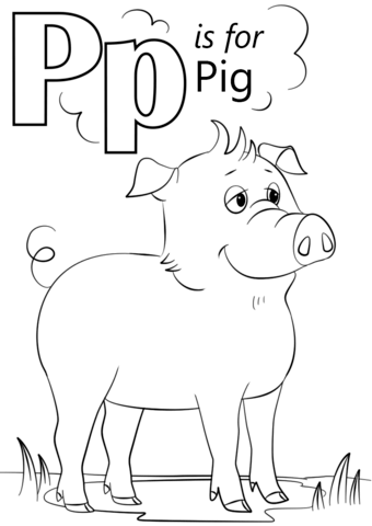 Letter P Is For Pig Coloring Page